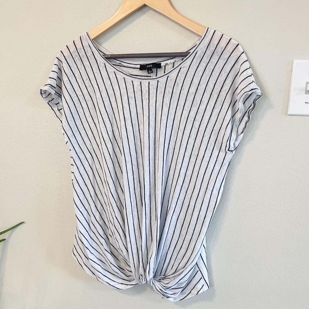 Fate Pin Stripe Knotted Blouse